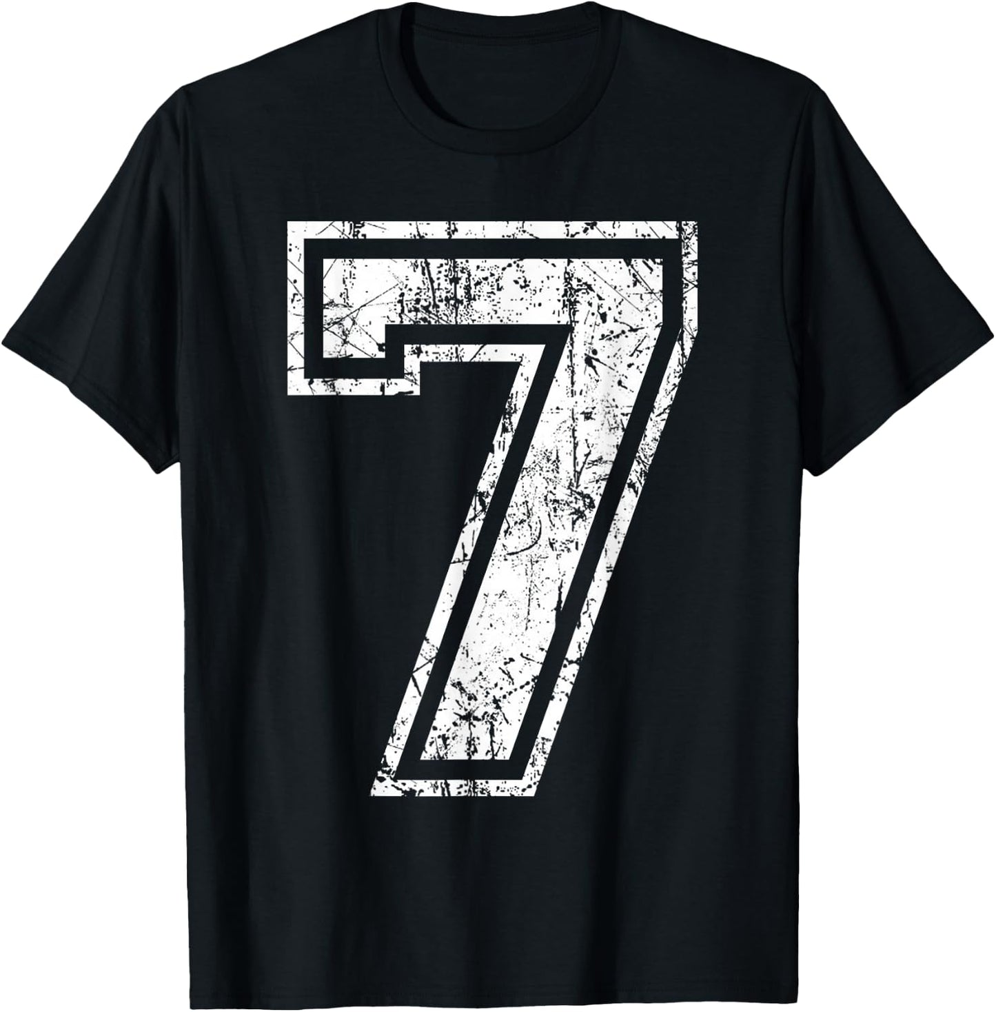 Sports Jersey Grunge Number 7 Fan Team Player Birthday T-Shirt - T-Shirt | Black