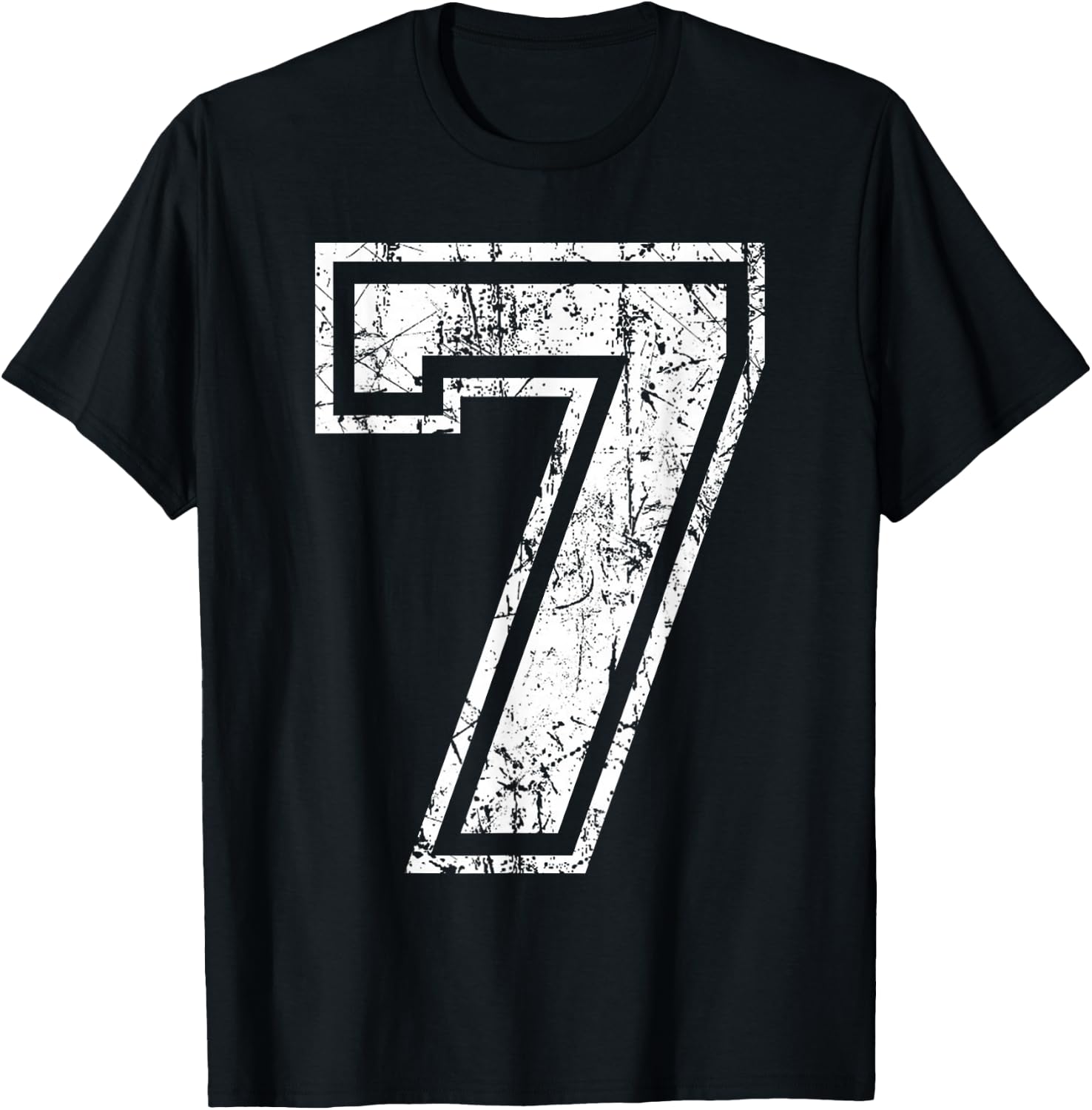 Sports Jersey Grunge Number 7 Fan Team Player Birthday T-Shirt - T-Shirt | Black