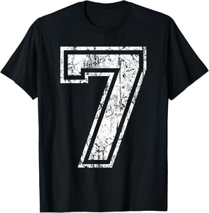 Sports Jersey Grunge Number 7 Fan Team Player Birthday T-Shirt - T-Shirt | Black
