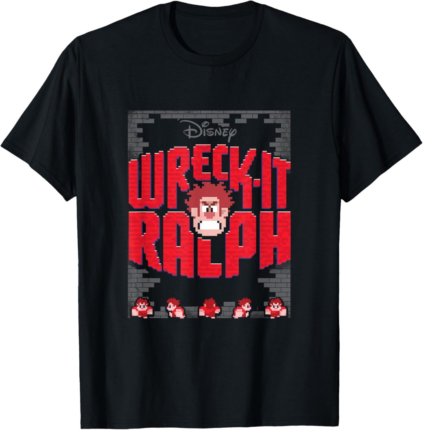 Disney Wreck-It Ralph Wrecked Brick Wall Video Game Sprites T-Shirt - T-Shirt | Black