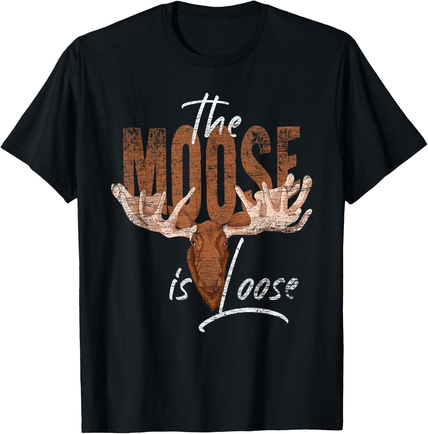 Forest Animal Lovers Scandinavia Wild Animal Funny Moose T-Shirt - T-Shirt | Black