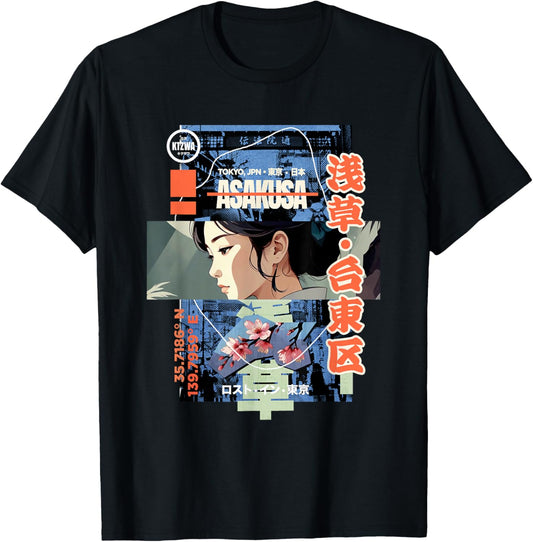 Japanese Retro Vintage 90s 80s Streetwear Tokyo Anime Manga T-Shirt - T-Shirt | Black
