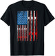 American Flag Fishing Rod Fishing Lover Vintage Fisherman T-Shirt - T-Shirt | Black