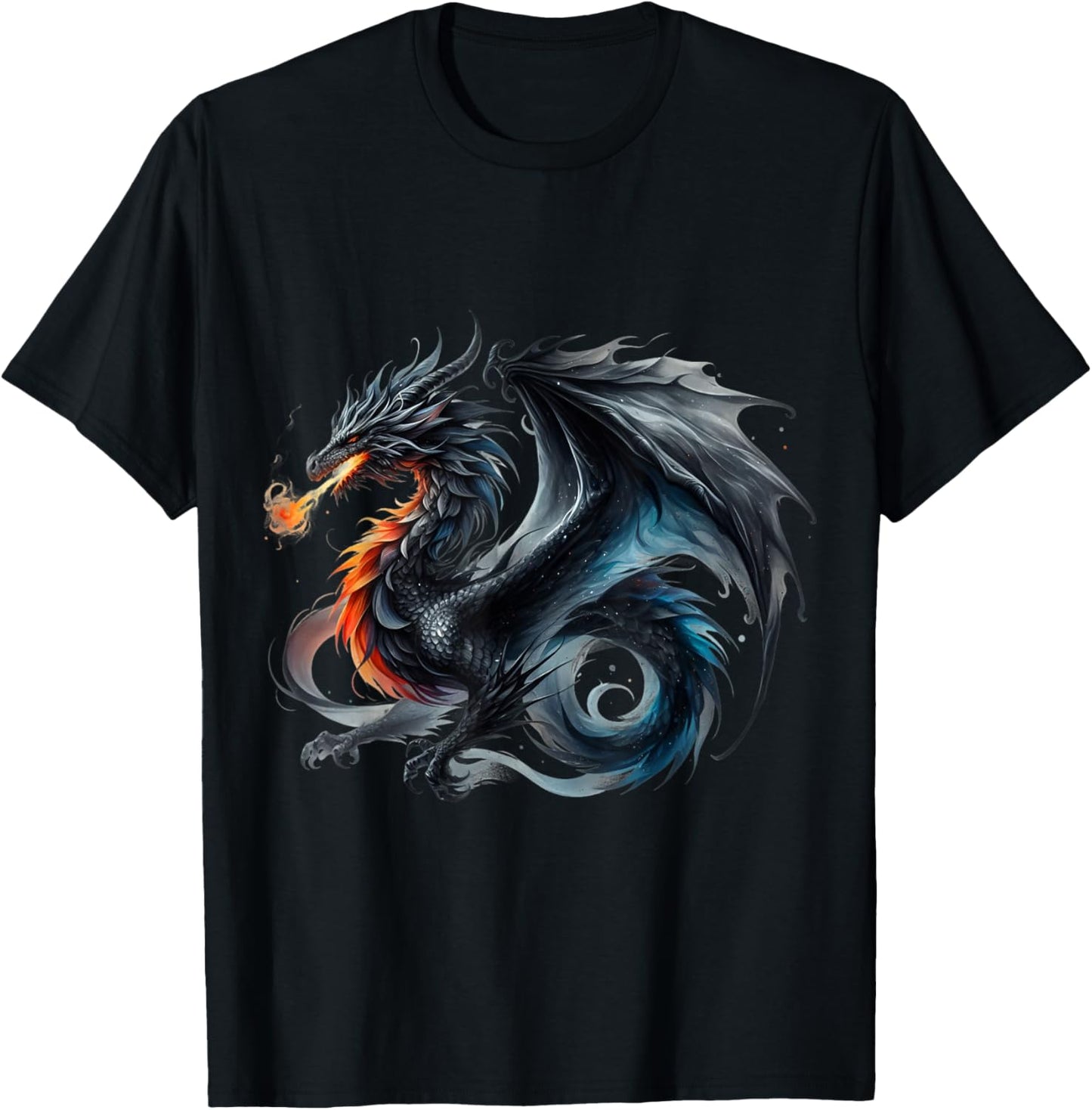 Créature mythique volante Dragon Cool Flame-crachant le dragon T-Shirt - T-Shirt | Black