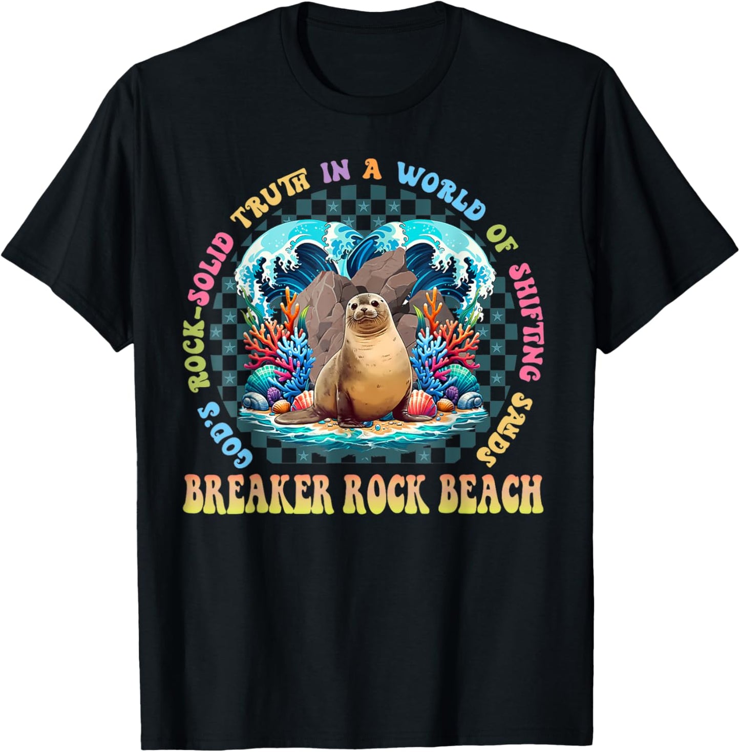 Breaker Rock Beach VBS 2024 Gods Rock Solid Truth In A World Men Women Kids T-Shirt - T-Shirt | Black