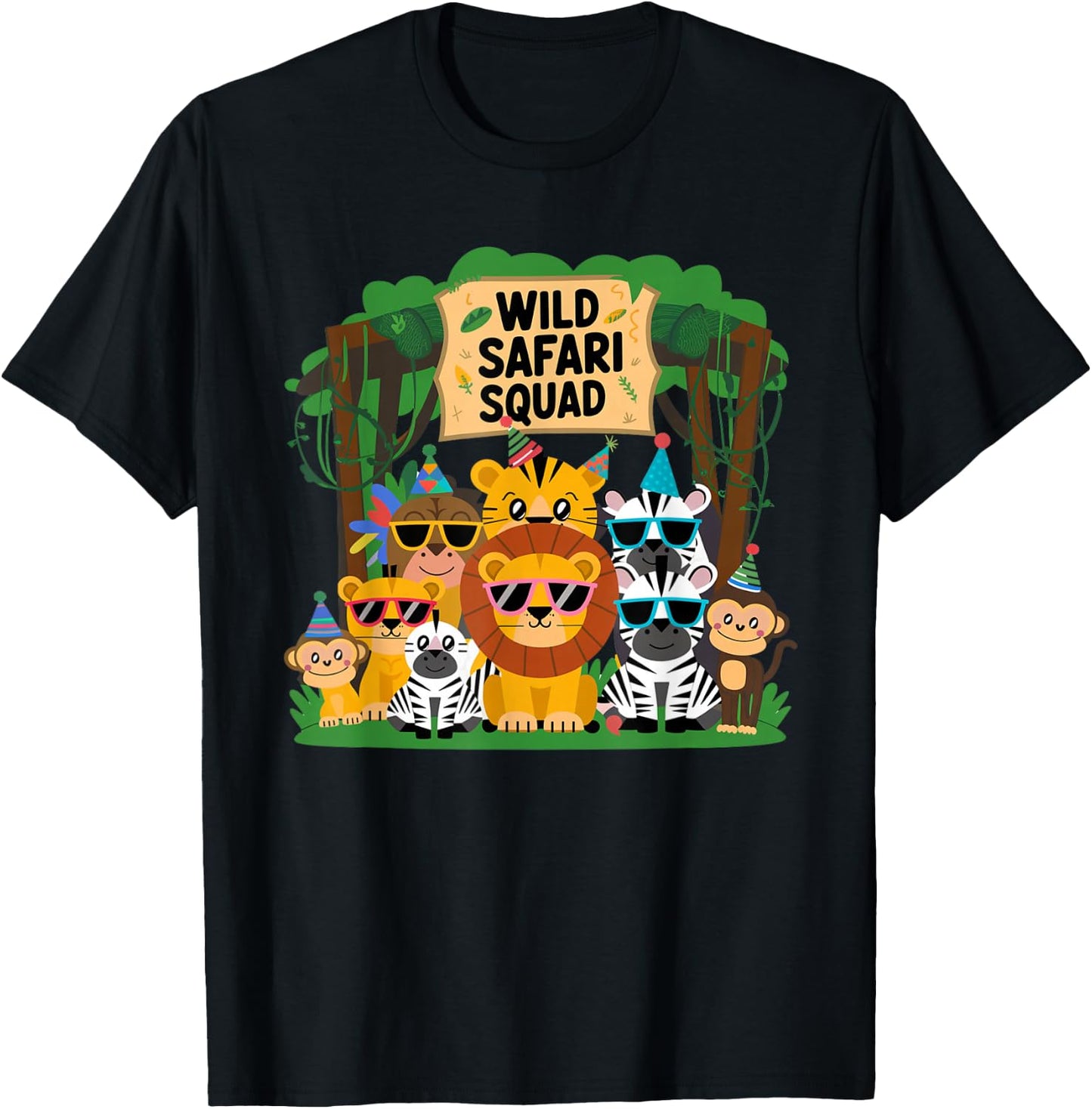 Safari Squad Party for Kids Birthday T-Shirt - T-Shirt | Black