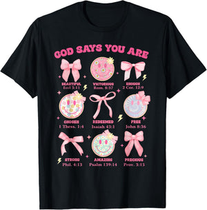 Funny God Says You Are Strong Loved Worthy Enough T-Shirt - T-Shirt | Black