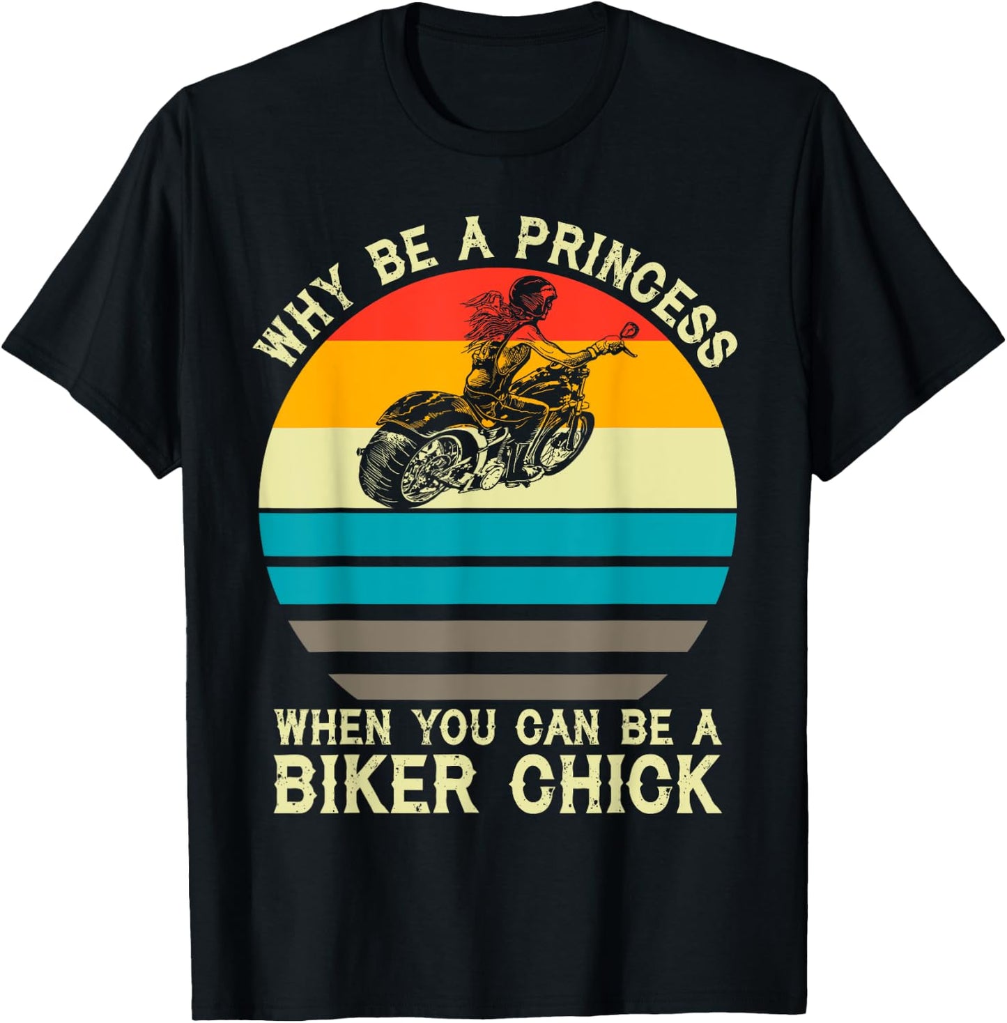 Why Be A Princess When You Can Be A Biker Chick Vintage T-Shirt - T-Shirt | Black