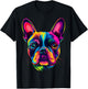 Colorful Boston Terrier Face Cute Dog Lover Men Women Black T-Shirt - T-Shirt | Black