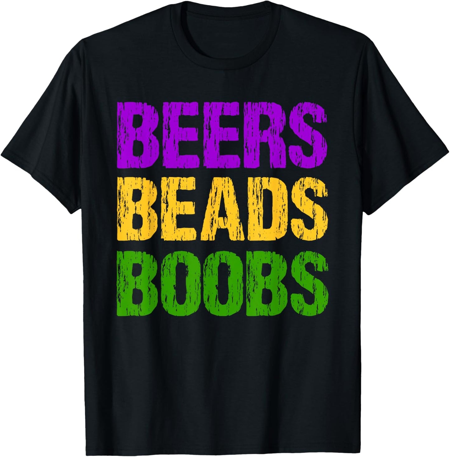 Funny Mardi Gras Beers Beads Boobs Fun New Orleans Gift T-Shirt - T-Shirt | Black
