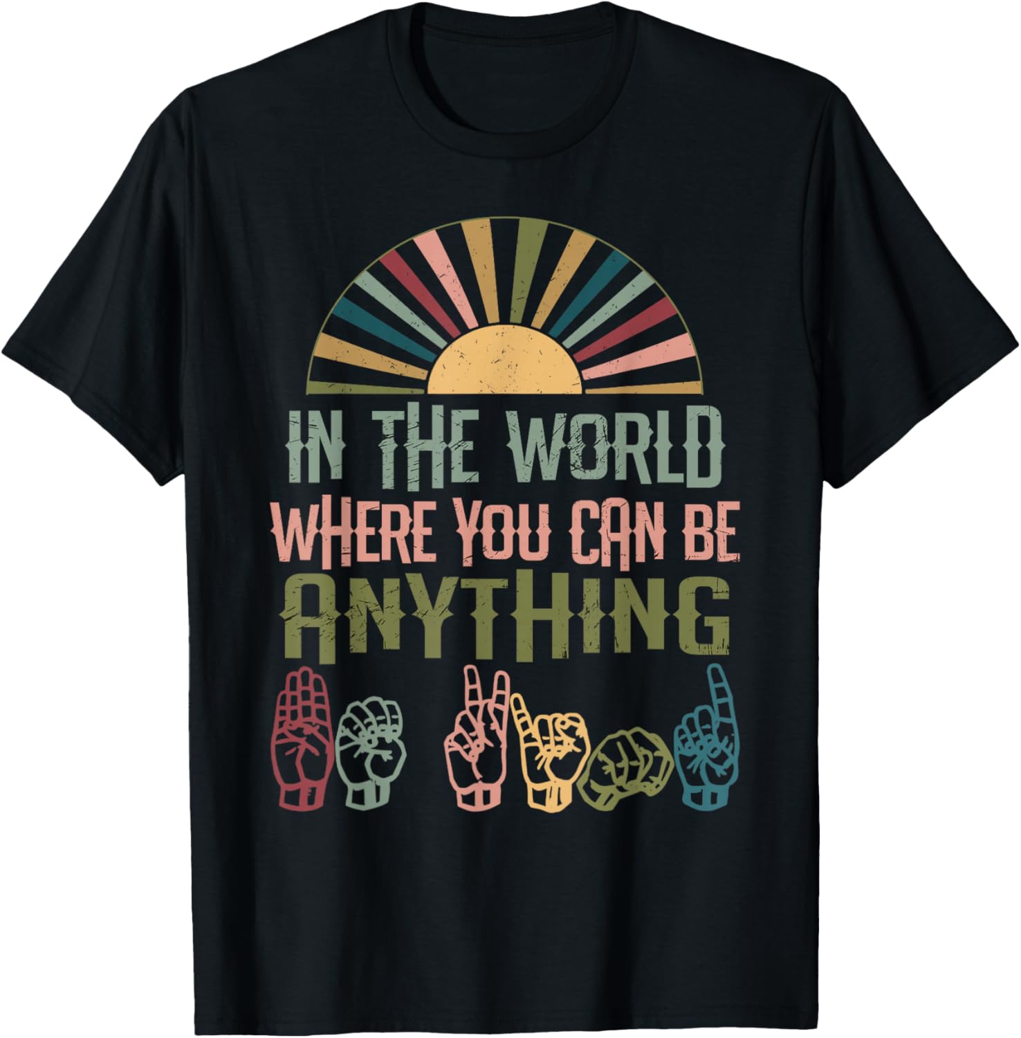 Sign Language Deaf Awareness Kindness ASL Lenguaje de Señas T-Shirt - T-Shirt | Black