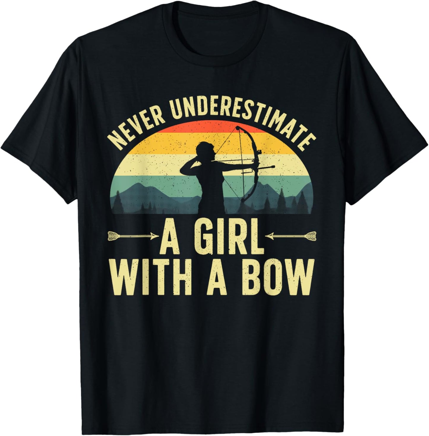 Cool Archery Girls Female Archer Bow Hunter Arrow T-Shirt - T-Shirt | Black