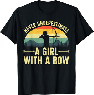 Cool Archery Girls Female Archer Bow Hunter Arrow T-Shirt - T-Shirt | Black