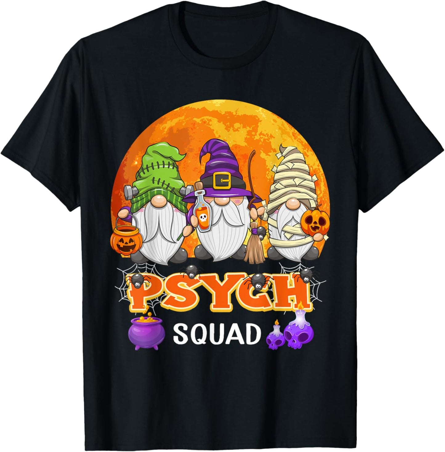 Psych Squad Halloween Psychiatric Nurse Gnome Matching T-Shirt - T-Shirt | Black