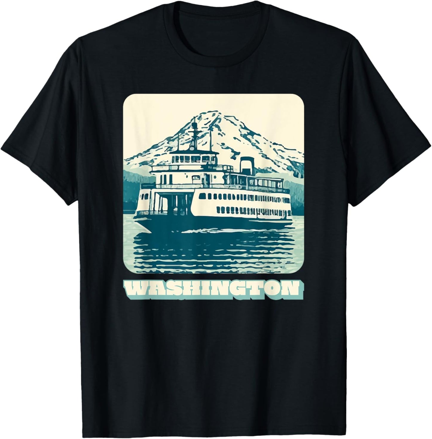 Washington Rainier Ferry Pac Northwest Native Souvenir T-Shirt - T-Shirt | Black