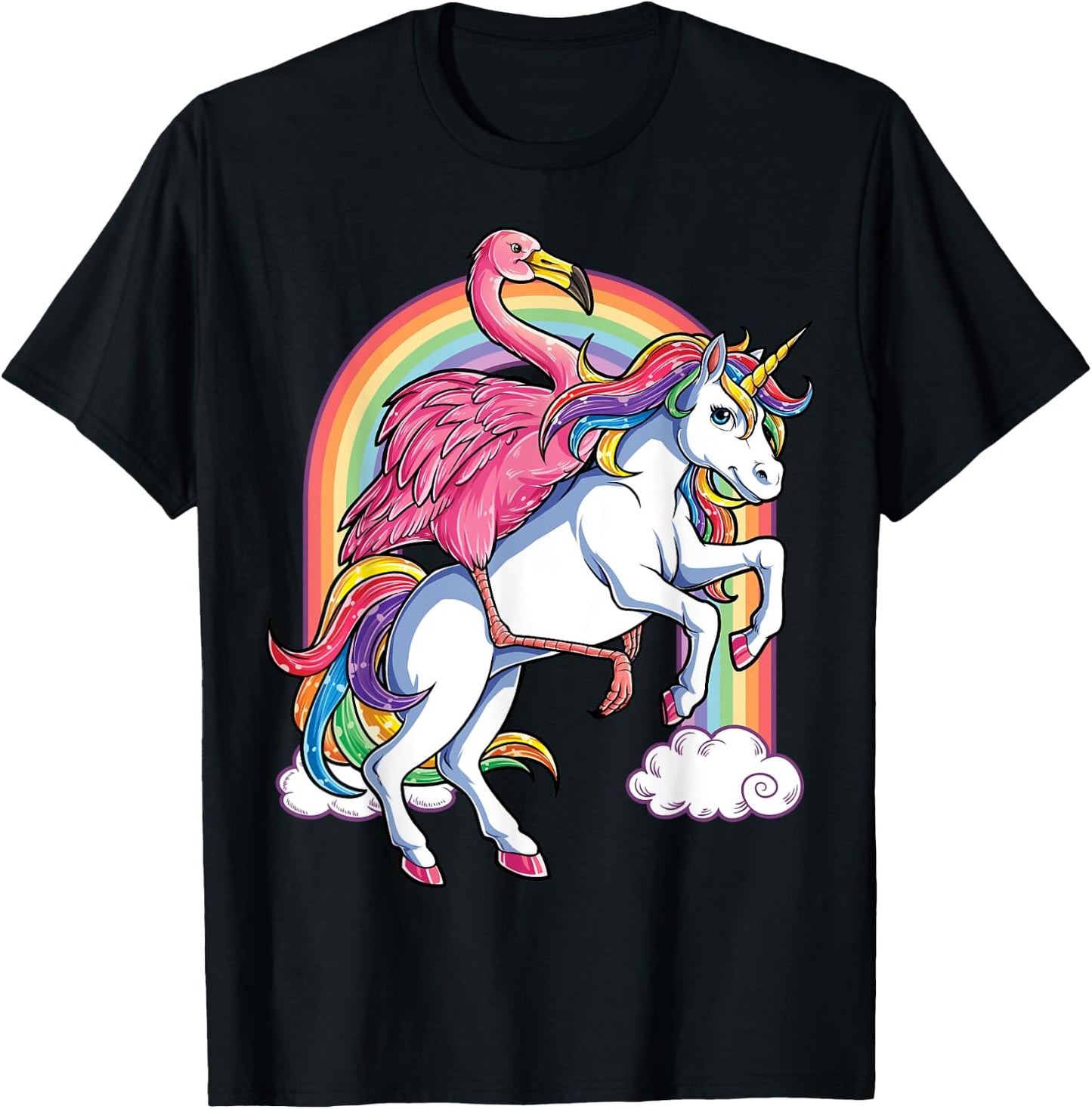 Pink Flamingo Unicorn T shirt Bird Lovers Squad Rainbow Gift T-Shirt - T-Shirt | Black