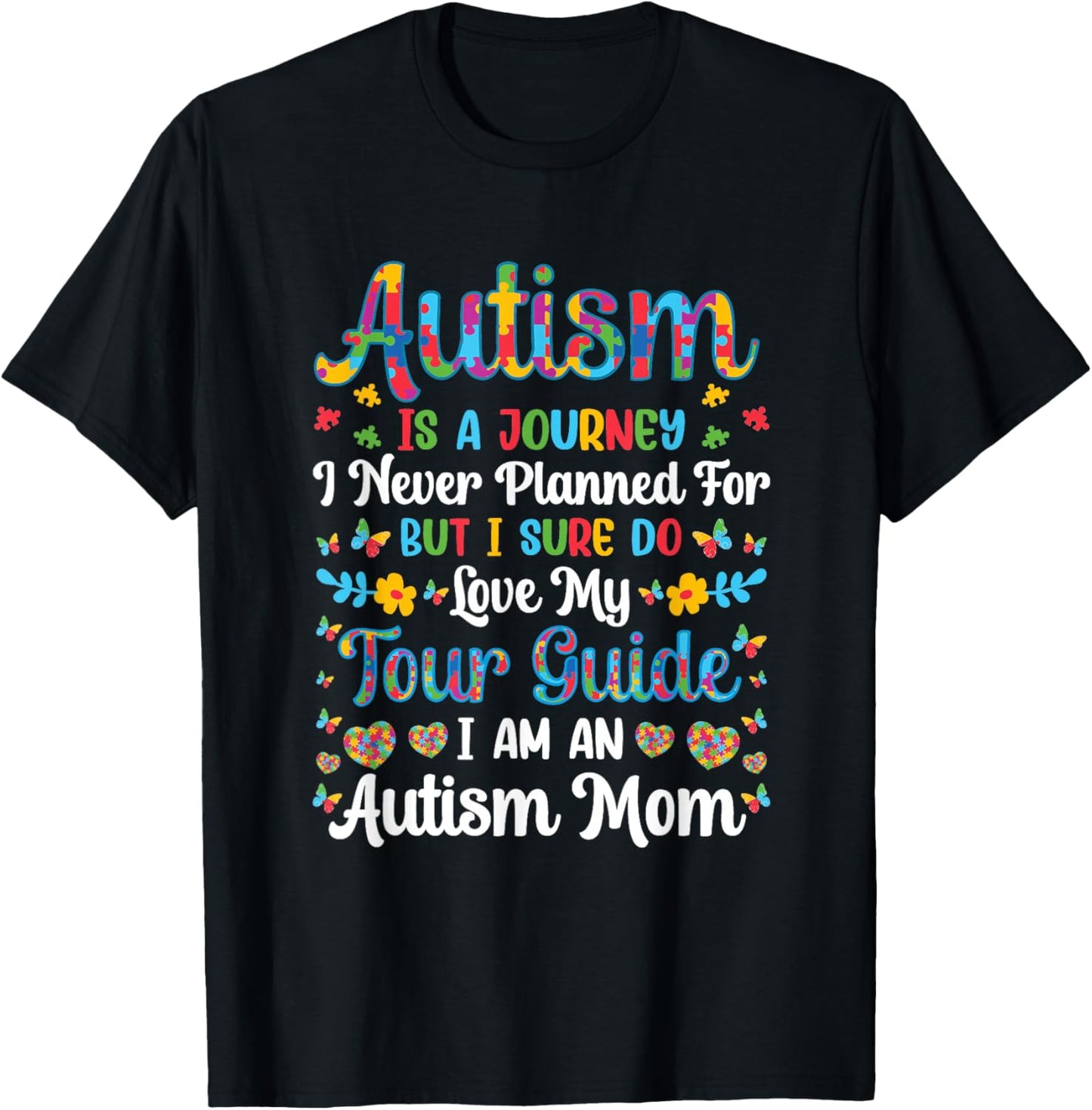 Retro Autism Mom Autism Is A Journey Autism Awareness Month T-Shirt - T-Shirt | Black