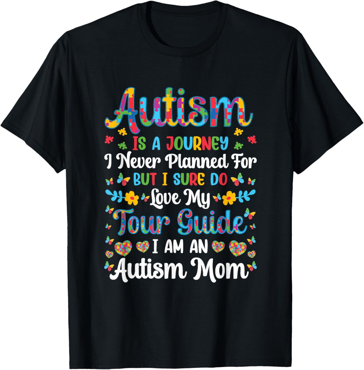 Retro Autism Mom Autism Is A Journey Autism Awareness Month T-Shirt - T-Shirt | Black
