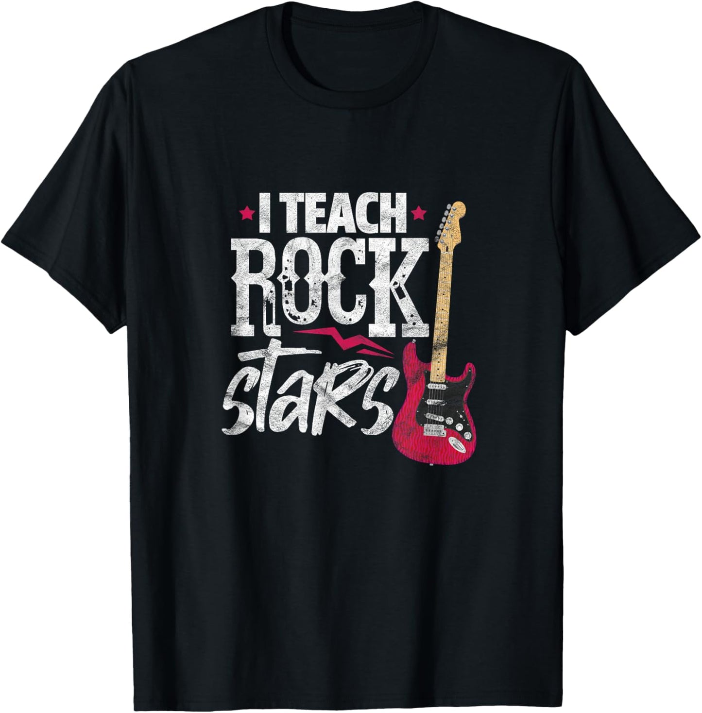 I Teach Rock Stars Funny Music Teacher Guitar Player T-Shirt - T-Shirt | Black