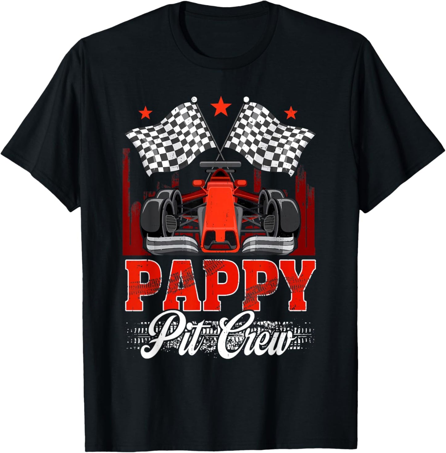 Race Car Birthday Party Racing Family Pappy Pit Crew T-Shirt - T-Shirt | Black