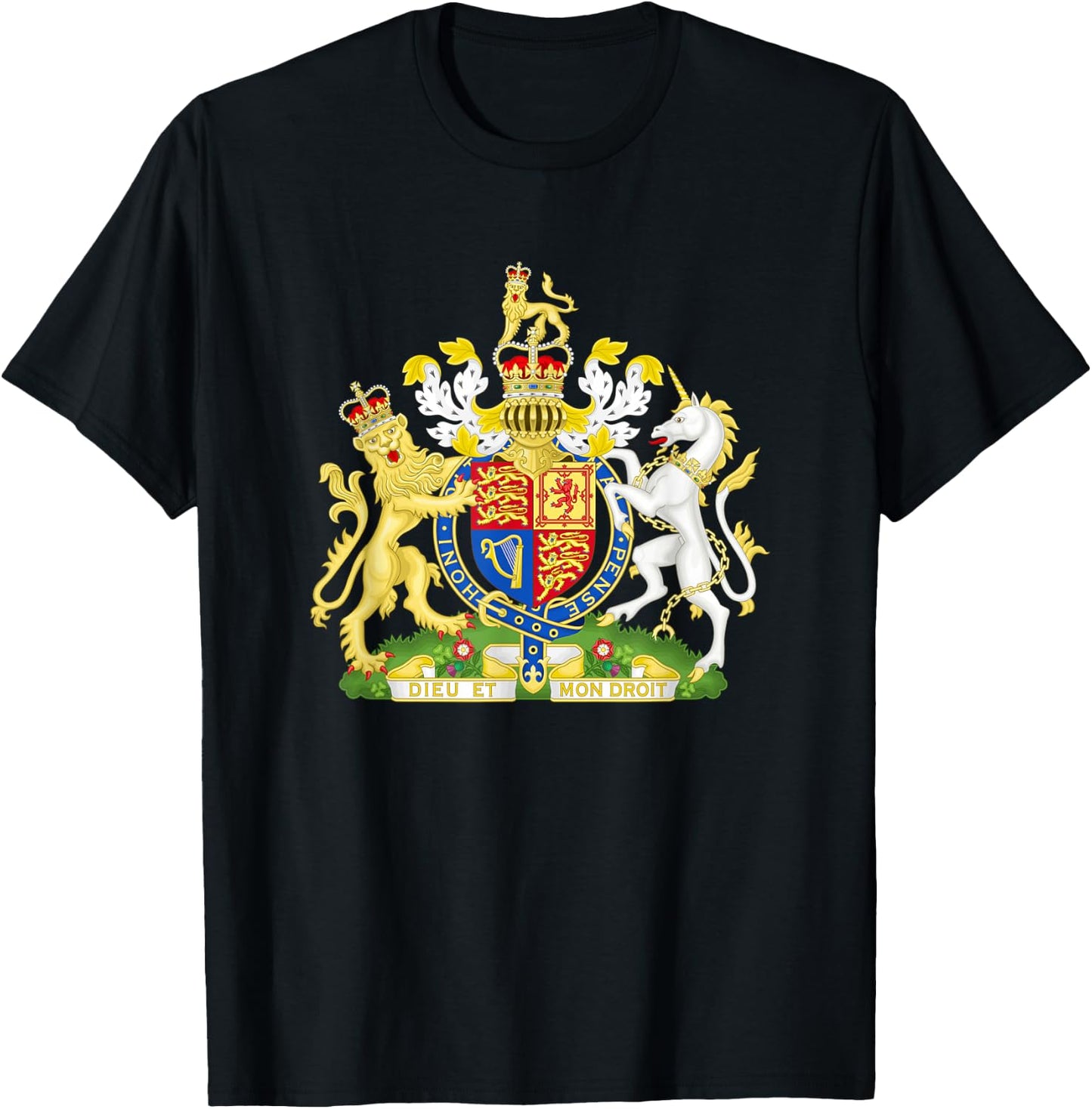 British Royal Coat of Arms England Queen Crest Small T-Shirt - T-Shirt | Black