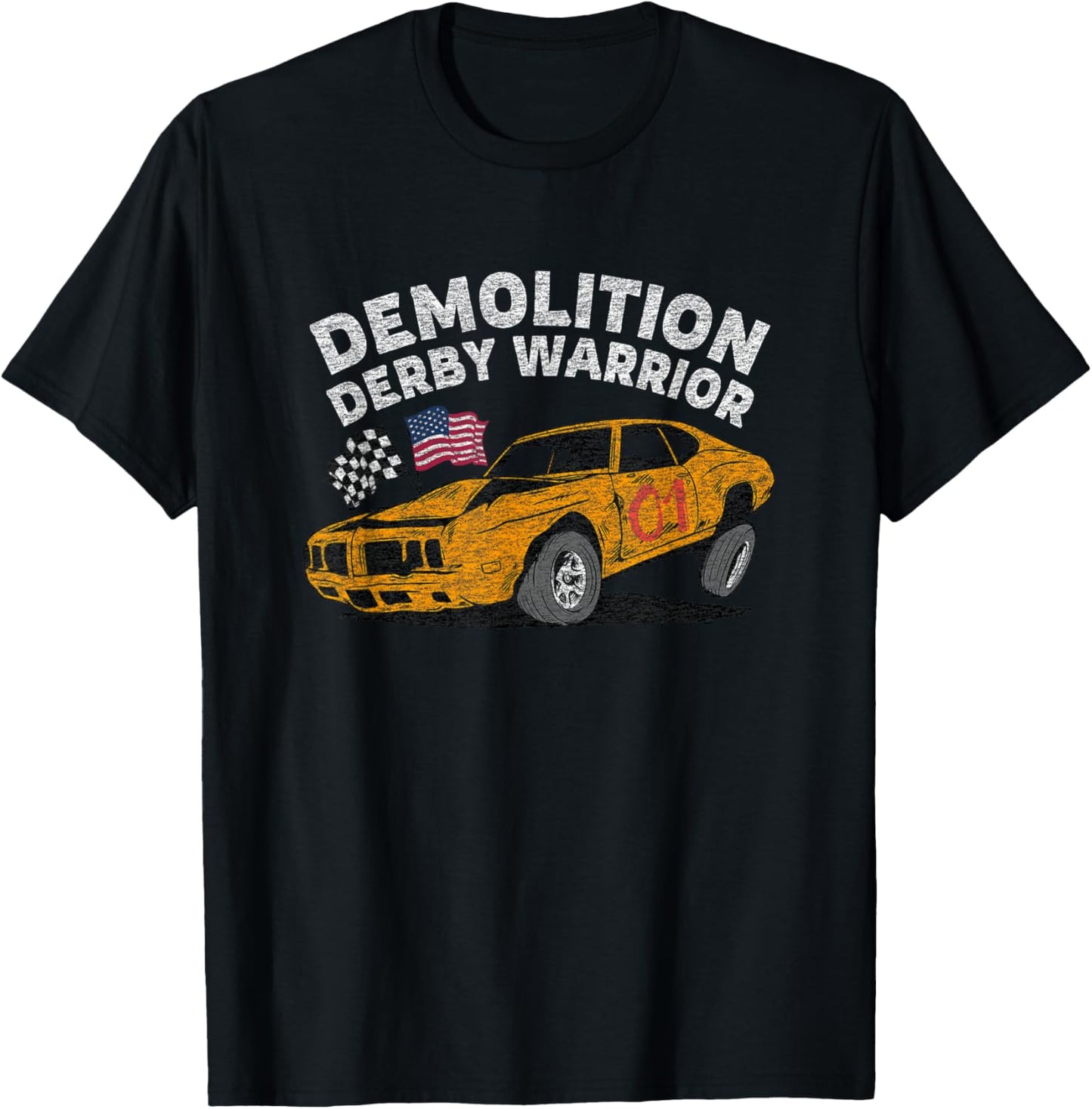 Demolition Derby Car Driver Vintage Graphic T-Shirt - T-Shirt | Black
