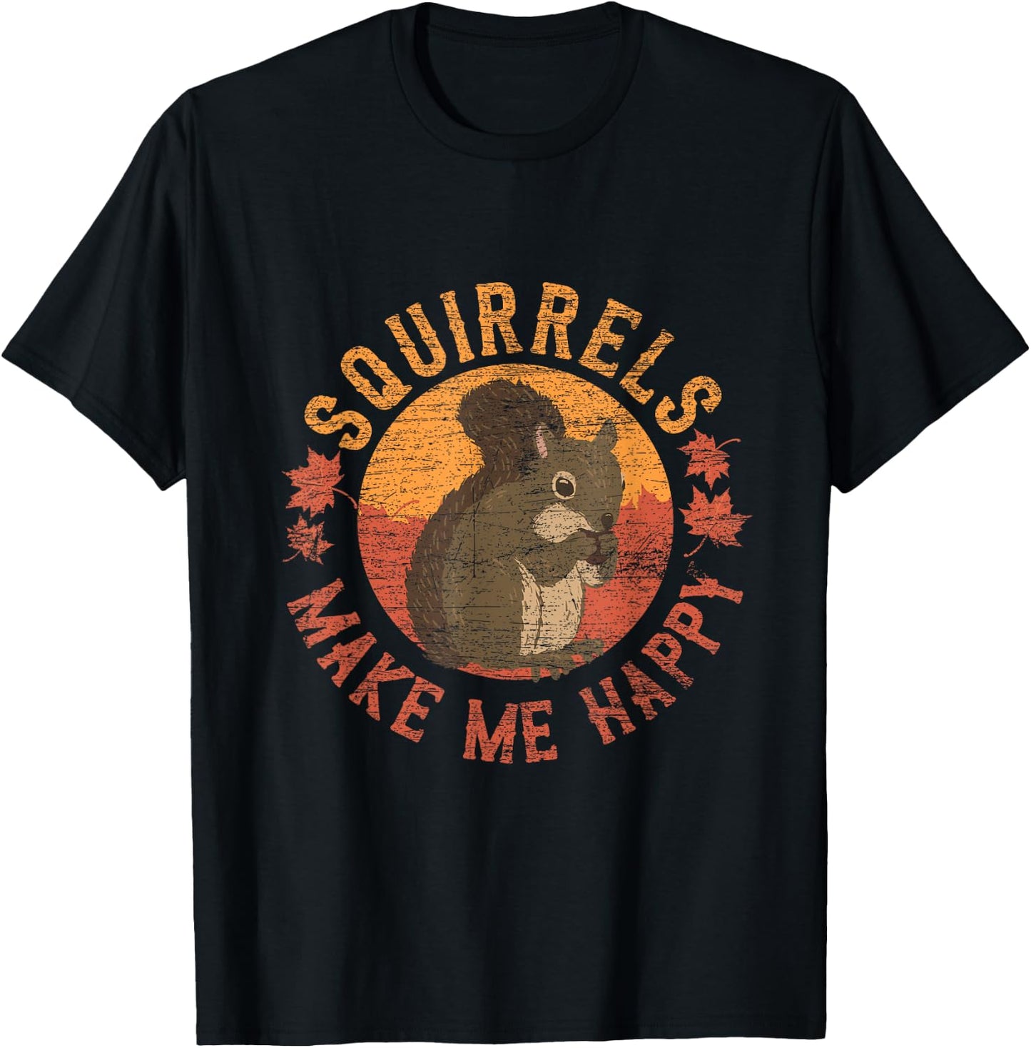 Squirrels Make Me Happy - Vintage Squirrel Small T-Shirt - T-Shirt | Black