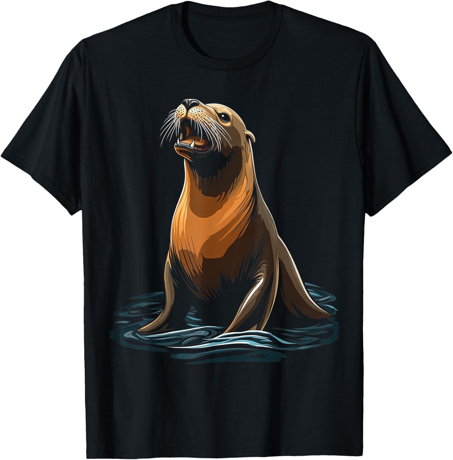 Sea Lion Animal Motif Art Sea Lion T-Shirt - T-Shirt | Black
