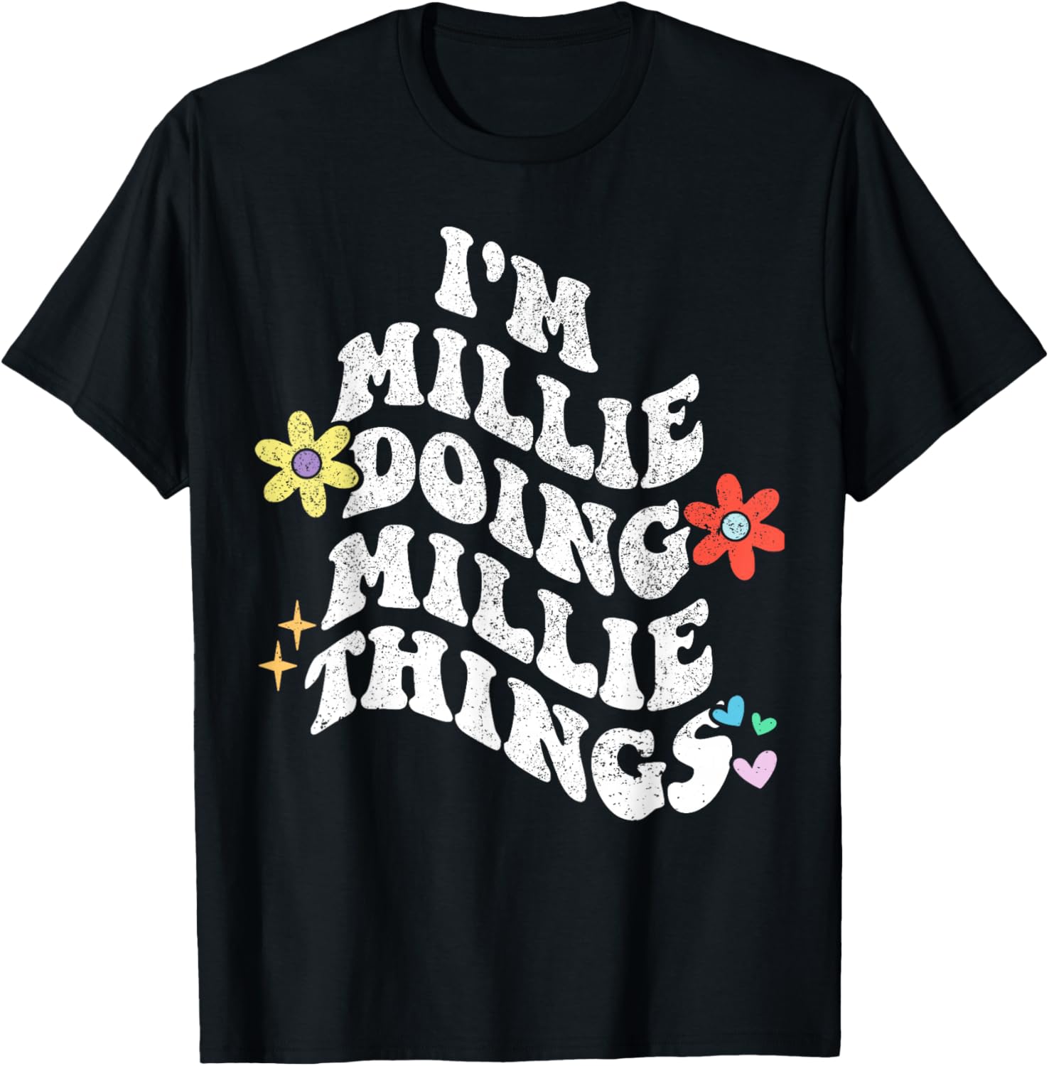 Retro Groovy Im MILLIE Doing MILLIE Things Funny Mother's T-Shirt - T-Shirt | Black