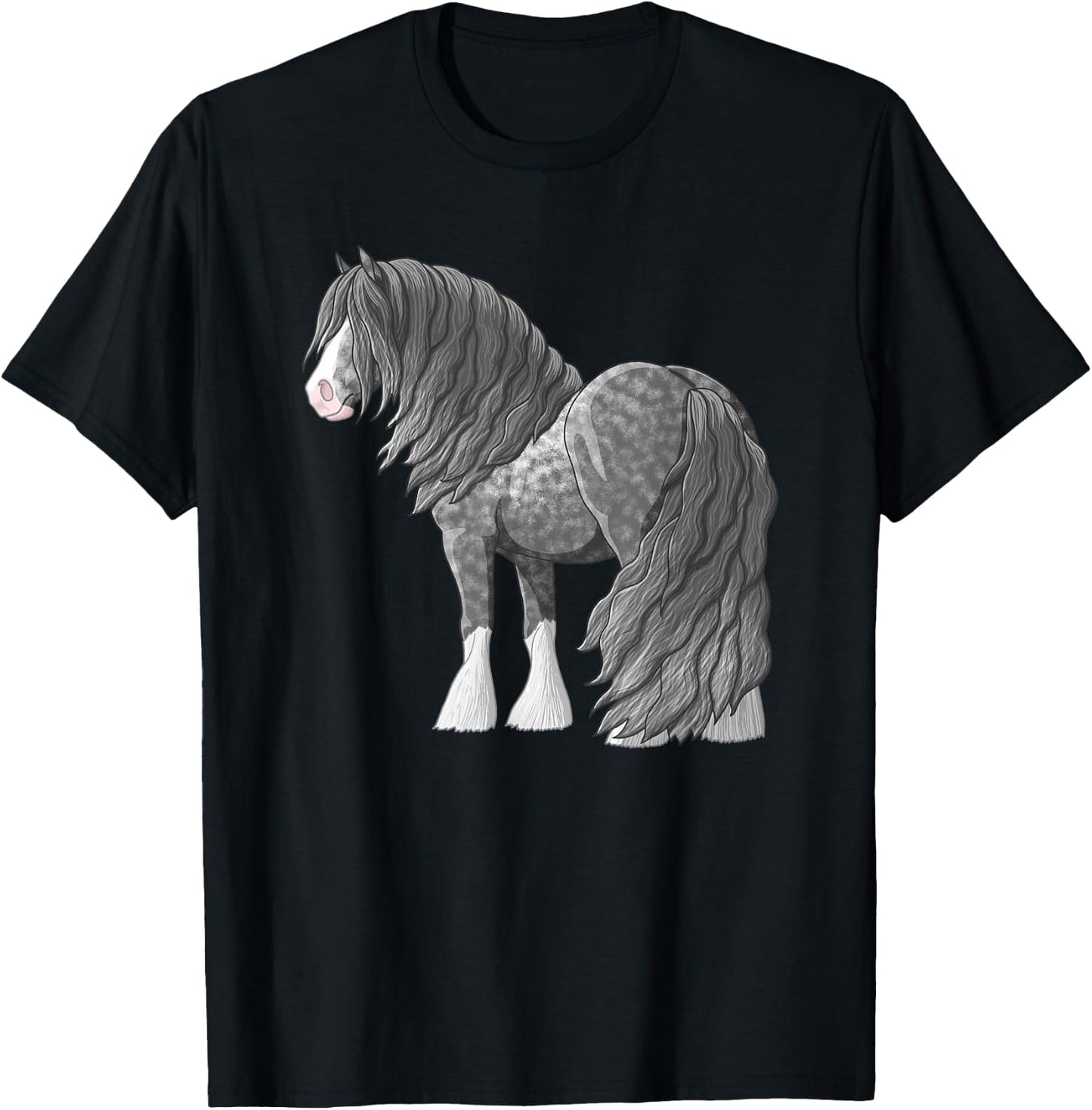 Dapple Gray Gypsy Vanner Irish Cob Draft Horse T-Shirt - T-Shirt | Black