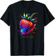 Farbenfrohe Splash Art Erdbeere Erdbeeren T-Shirt - T-Shirt | Black