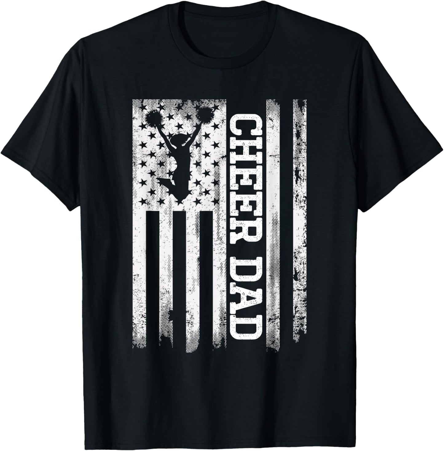 Cheer Dad American Flag Cheerleader Rebel Cheerleading for Kids Men T-Shirt - T-Shirt | Black