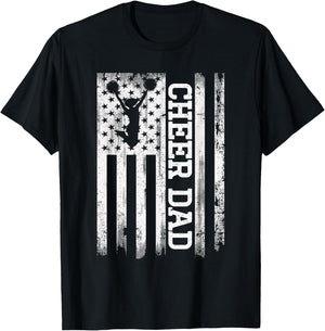 Cheer Dad American Flag Cheerleader Rebel Cheerleading for Kids Men T-Shirt - T-Shirt | Black