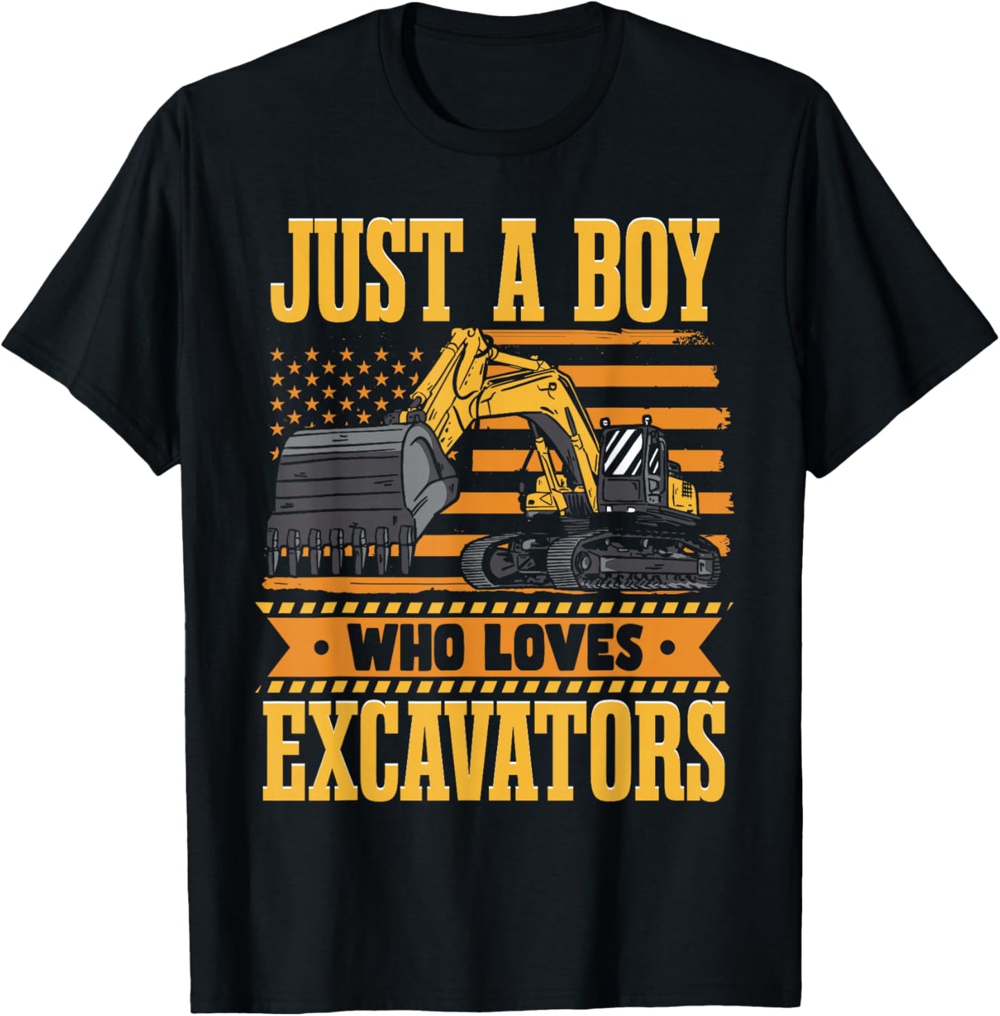 Just A Boy Who Loves Excavators T-Shirt - T-Shirt | Black