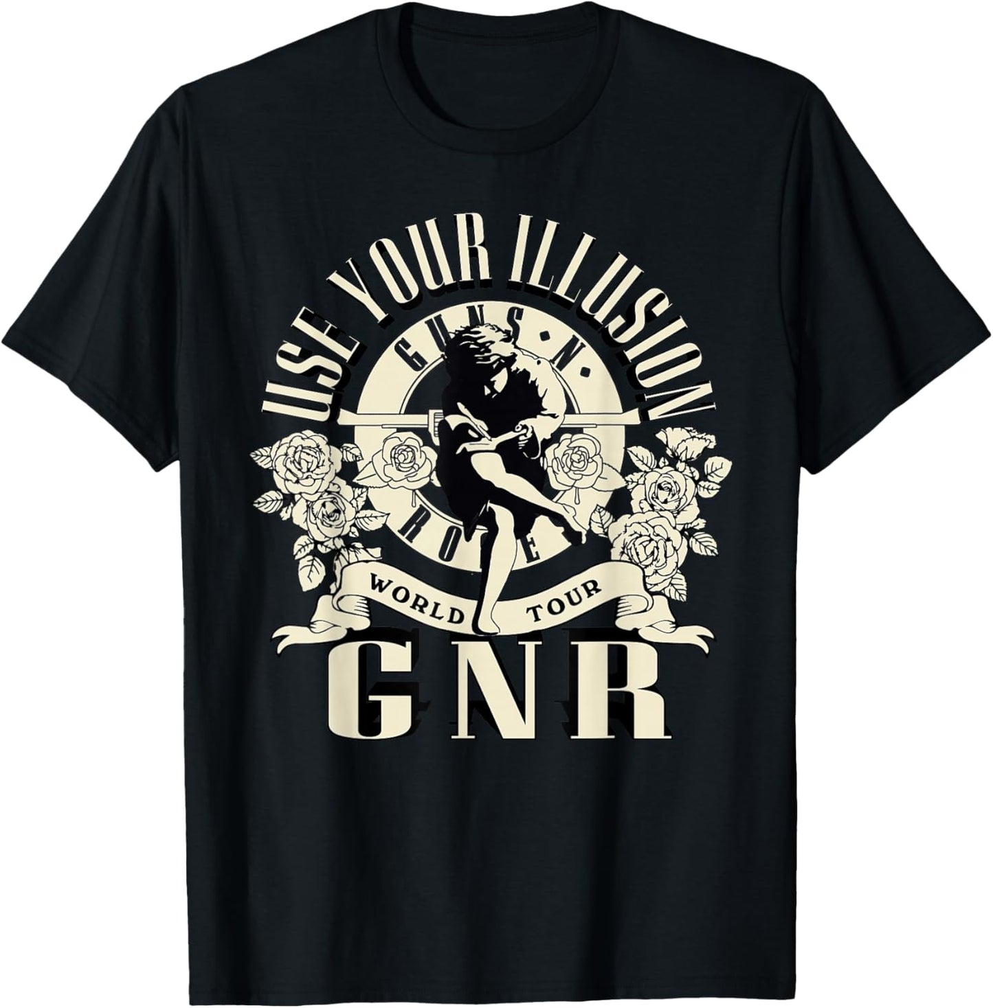 Official Guns N' Roses Illusion World Tour T-Shirt - T-Shirt | Black