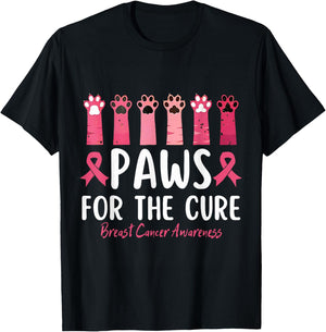 Paws For The Cure Breast Cancer Awareness T-Shirt - T-Shirt | Black