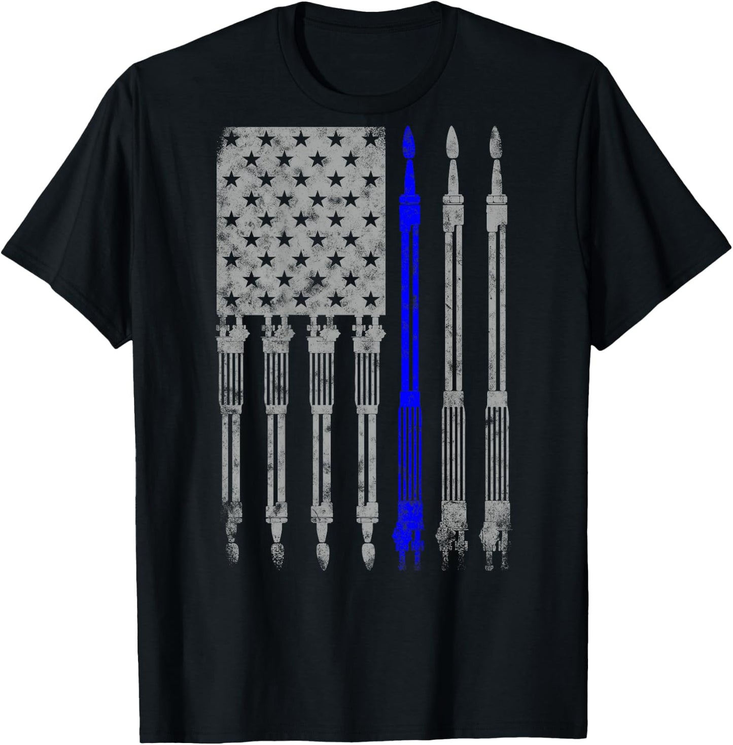 Welder Blue line American Flag Shirt USA Patriotic Welder T-Shirt - T-Shirt | Black