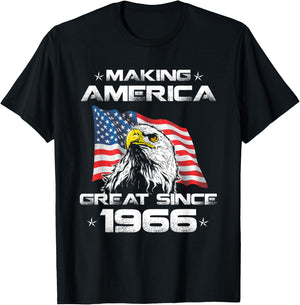 54th Birthday Gift USA Flag Making America Great Since 1966 Men T-Shirt - T-Shirt | Black
