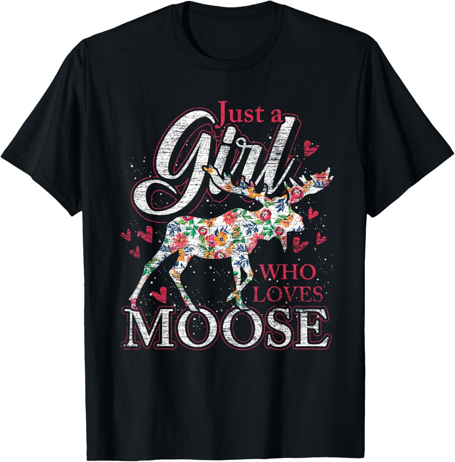 Nur EIN Mädchen das Elche liebt Sweden Animal Vintage Elk T-Shirt - T-Shirt | Black