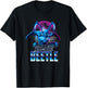 Blue Beetle Neon City Lights Super Hero Action Portrait T-Shirt - T-Shirt | Black