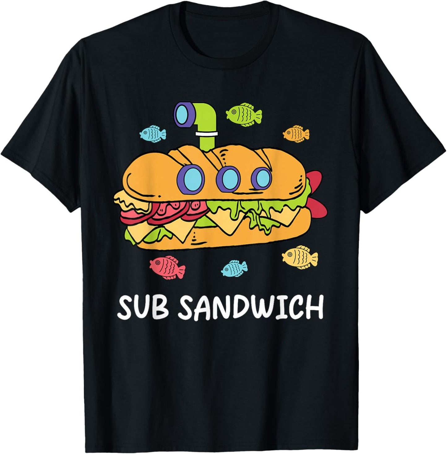 Funny Sub Sandwich Foodie Pun Gift Women Kids Boys T-Shirt - T-Shirt | Black