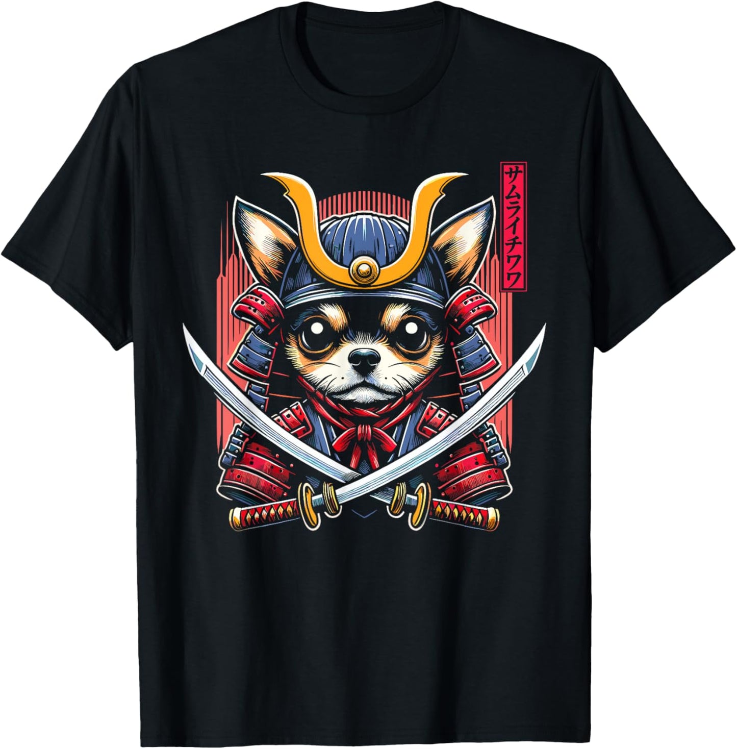 Japanese Chihuahua Dog Samurai Men, Women, Kids T-Shirt - T-Shirt | Black