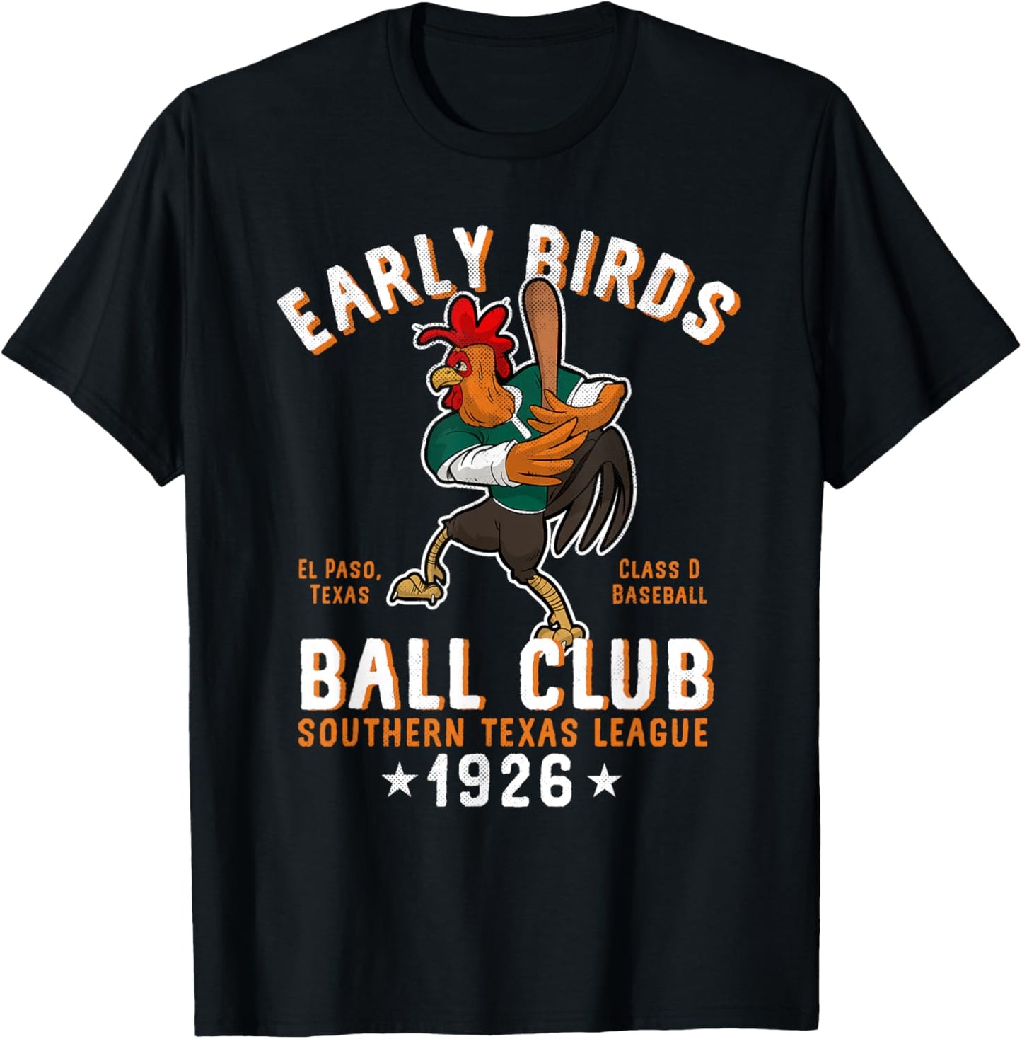 El Paso Early Birds Retro Minor League Baseball Team T-Shirt - T-Shirt | Black
