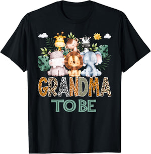 Soon To Be Grandma Jungle Animal Safari Gender Reveal T-Shirt - T-Shirt | Black