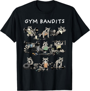 Raccoon Shirt Funny Fitness Gym Bandits Raccoon Workout T-Shirt - T-Shirt | Black