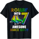 Roller Skating 7th Birthday Boys Rollin into 7 Awesome 2017 T-Shirt - T-Shirt | Black