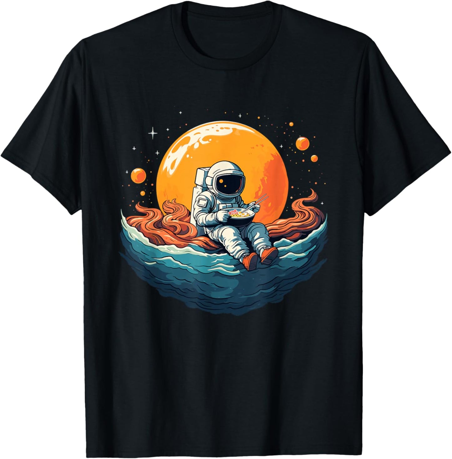 Astronaut Ramen Anime Space Kids Graphic T-Shirt - T-Shirt | Black