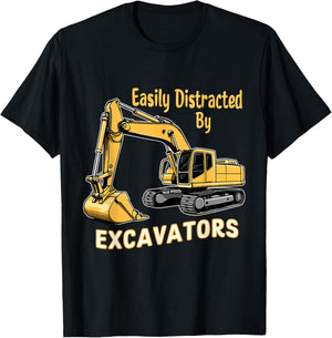 Easily Distracted By Excavators T-Shirt - T-Shirt | Black