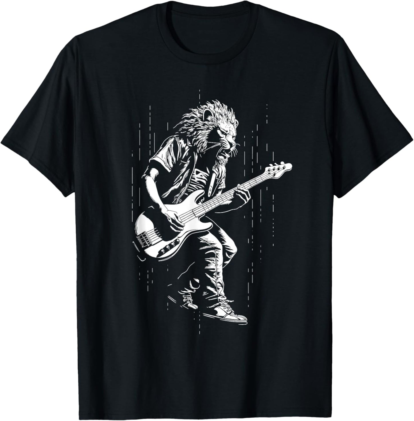 Guitarist Lion Music Bass Guitar Boys Men Kids T-Shirt - T-Shirt | Black
