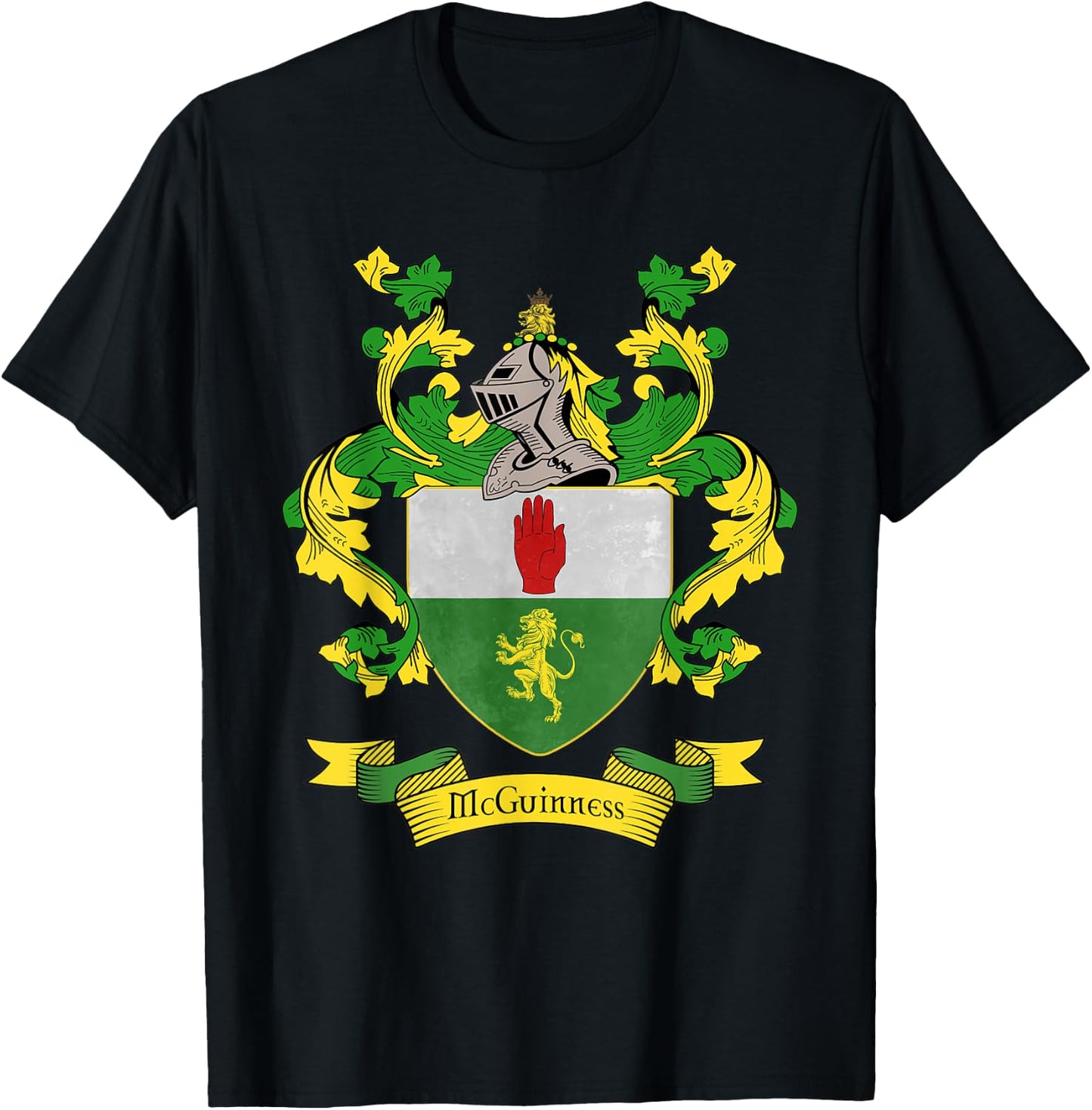 McGuinness Coat of Arms | McGuinness Surname Family Crest T-Shirt - T-Shirt | Black